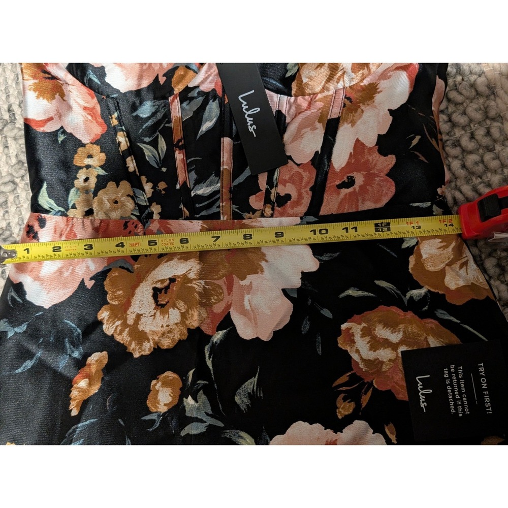 NWT Lulus Confident Delight Black Floral Tiered Bustier Maxi Dress Small - Picture 7 of 8
